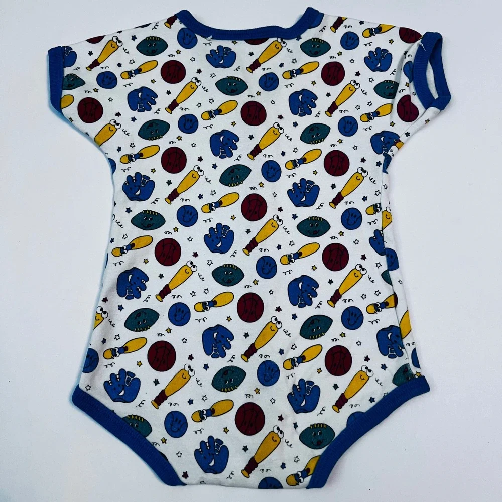 Vintage Basic Editions Sports Bodysuit 12M Cotton Baseball Football‎